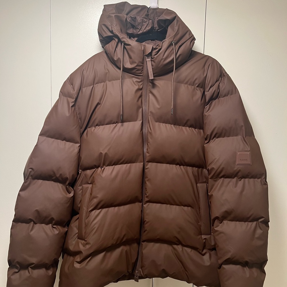 Rains Chocolate Brown Puffer Jacket